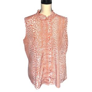 Jennifer & Grace Orange Sleeveless Button-Down Blouse – Women’s 2X